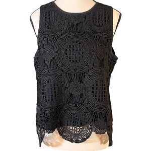 Banana Republic Lace Sleeveless Blouse Women’s S Black Lined Casual Resort Wear